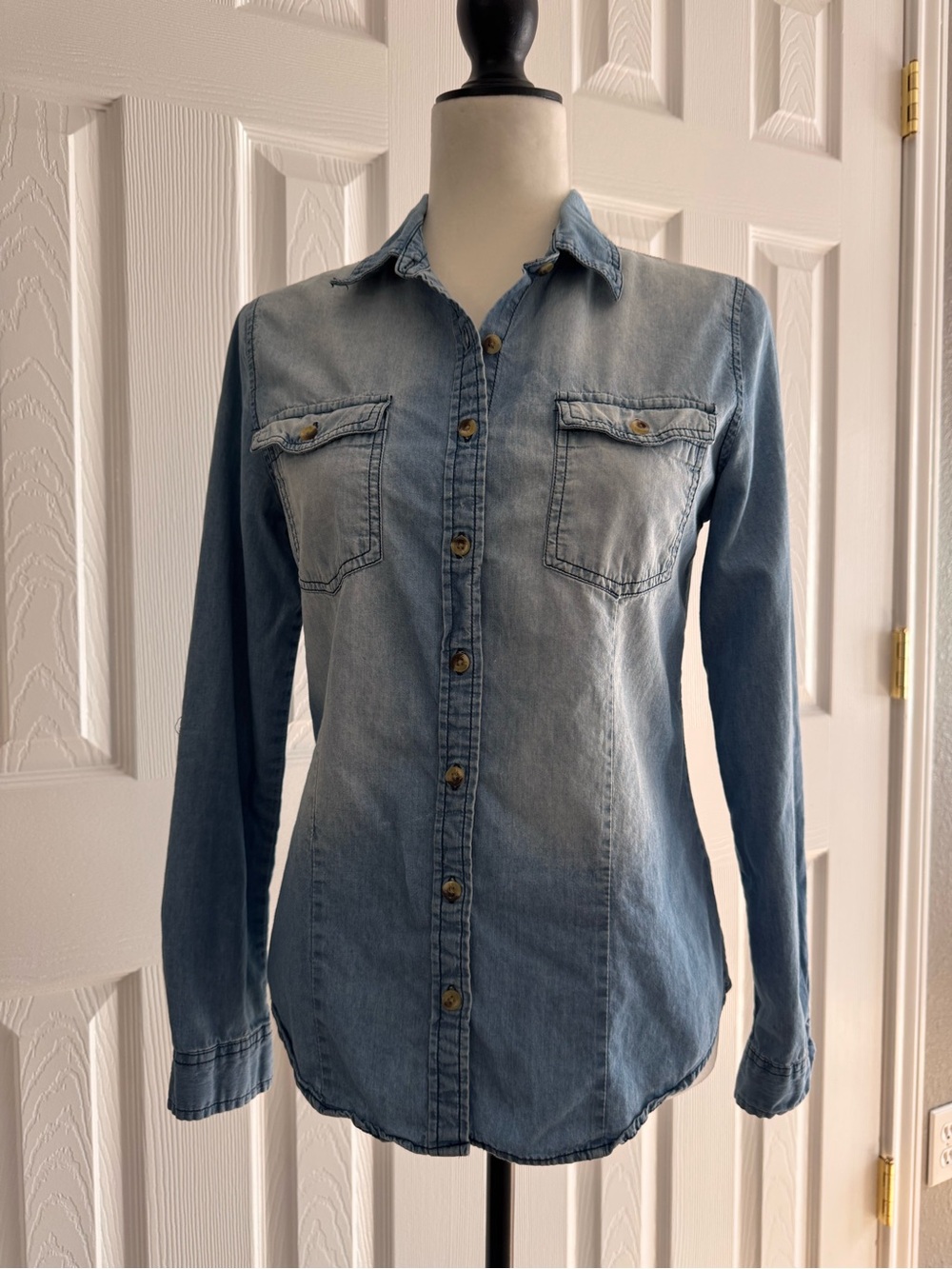 Passport Women’s Light Blue Denim Button-Up Shirt